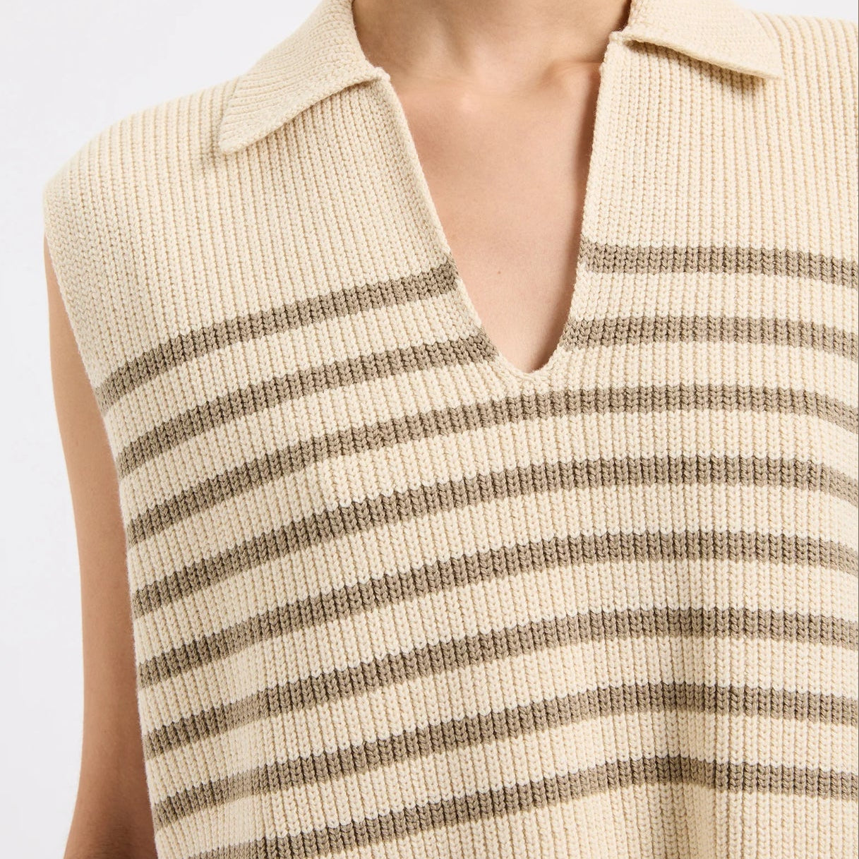 Enes Stripe Knit Vest-Nude Lucy-Lot 39 Store & Cafe